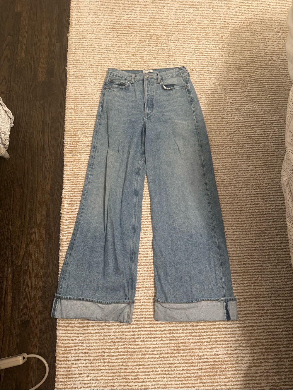 Agolde Light Wash Wide-Leg High-Rise Jeans